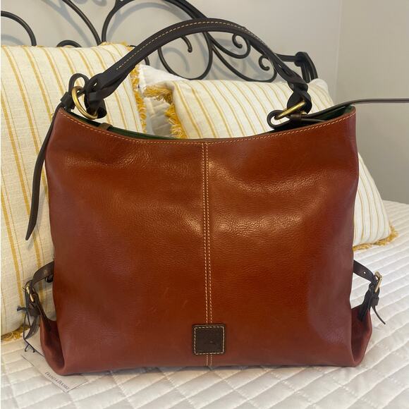Dooney and Bourke Florentine Leather Med Sac Twisted Strap Ginger NWT - Picture 1 of 12